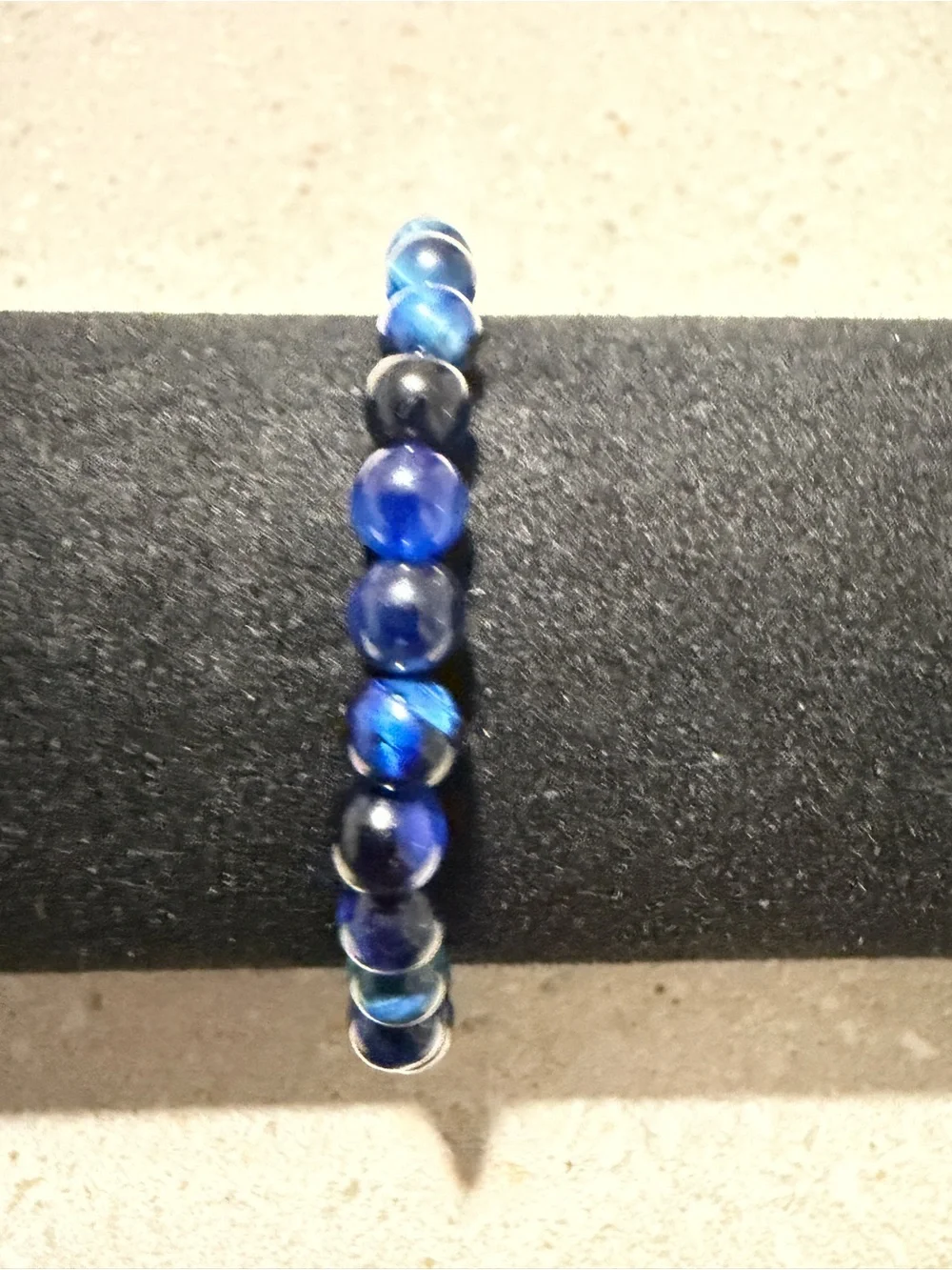Men's Blue Tiger Eye Stretch Bracelet - Classic Navy Style